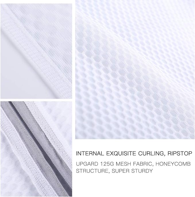 Kimmama Laundry Mesh Wash Bags, Lingerie Bags for Washing Delicates, Mesh Laundry Bags for Washing Machine, White Net, Grey Zipper, 2XL & 2L
