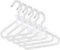 5 Pack Pearl Hanger Kids, Small Pearl Beads Bow Clothes Hangers, Elegant Standard Hangers for Children Pet Dog (White)