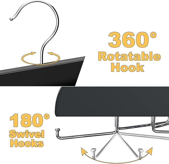 Tank Top Hanger with Premium Wood, 24 Large Capacity, Space Saving,360 Degree Rotating, Foldable Metal Hooks, Tank Tops