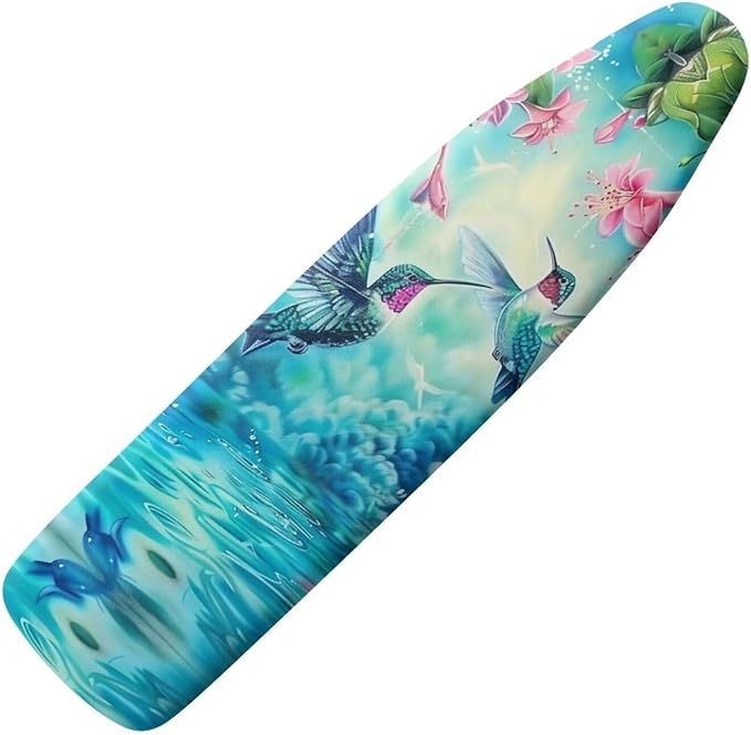 Flashideas Hummingbird Ironing Board Cover and Pad 15x54 Inch Standard Ironing Board Cover with Elastic Edge and Hook and Loop Fasteners Scorch and Stain Resistant Cotton