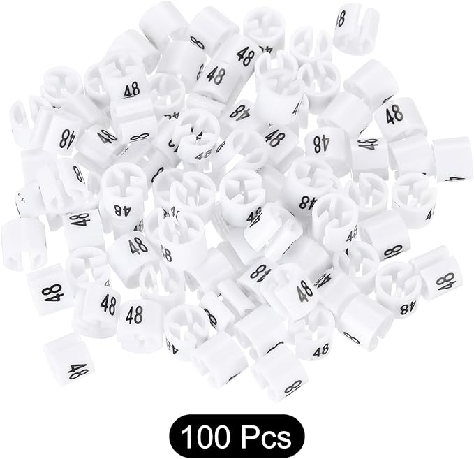 MECCANIXITY Clothes Hanger Marker Colored Hanger Sizer Garment Markers Tag (Number 48, White) for Garment Clothing Color Coding, Pack of 100 Pcs