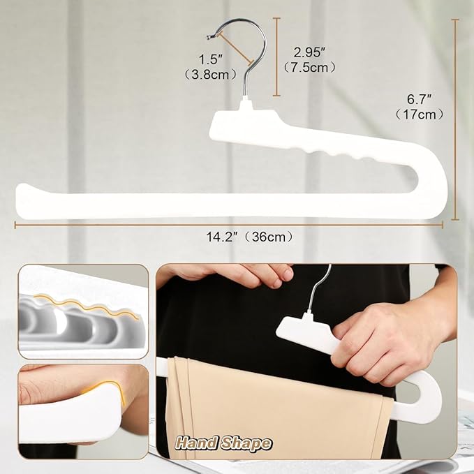 Velvet Pants Hangers - 32 Pack White Non Slip Felt Slim & Sleek Heavy Duty Space Saving Closet Hangers with 360 Swivel Hook for Trousers, Shorts, Jeans, Suits, Towels
