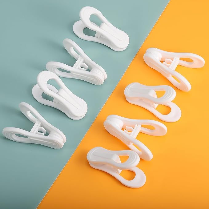 White Hanger Clips 50 PCS,Velvet Hanger Clips for Plastic Hangers,Pants Hanger Clips,White Finger Clips,Plastic Hanger Clips for Skirt Pants Hangers Clothes Hangers,Strong Pinch Grip