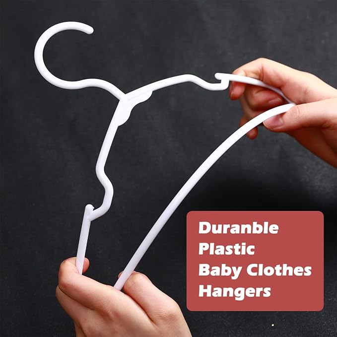 Baby Clothes Hangers 120 Pack, MJRASG White Plastic Kids Hangers 11.5" Space Saving Nonslip Toddler Hanger for Infant, Nursery, Newborn, Children, Slim Heavy Duty Hanger Bulk
