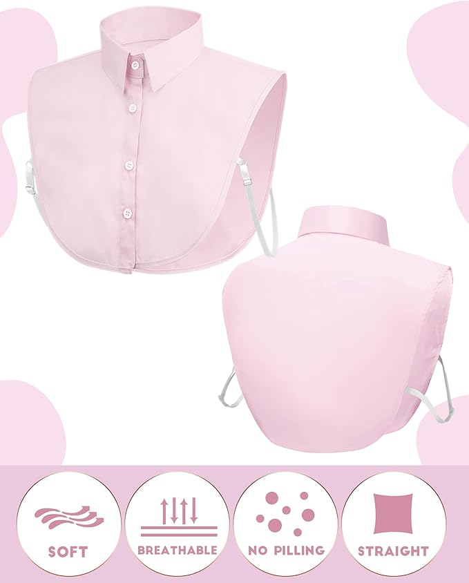 Syhood 4 Pcs Fake Collar Detachable False Dicky Collar Half Shirts Round for Women Outfits Halloween Costume Accessories
