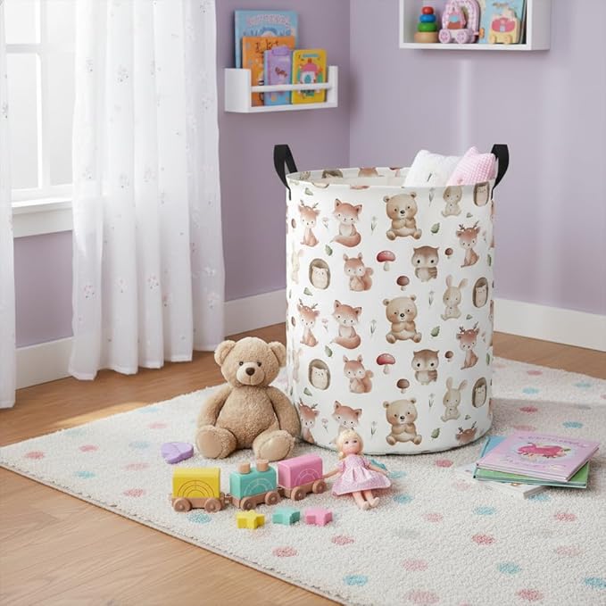 Baby Laundry Hamper kids laundry Basket Waterproof Laundry Bag for Bedroom Toy Clothes Organizer Room Décor(Mushroom Animal)
