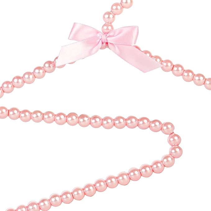 Concepts Premium 5-Pack Heavy Duty Pearl with White Ribbon Trim Hangers- for Wedding and Engagement Gowns - Slim Design Also Can Be Used for Suits Shirts