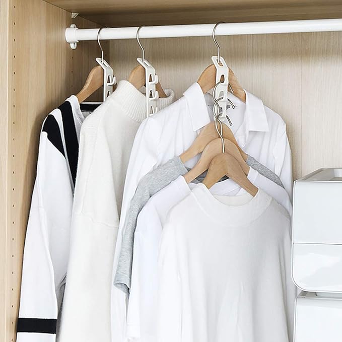 Cascading Clothes Hanger Hooks,Space Saving Series Multi-Function Multi-Layer Cabinet Clothes Connection Folding Storage Clothes Rack Hanger Household Strong Load-Bearing Closet Hook (20pcs)