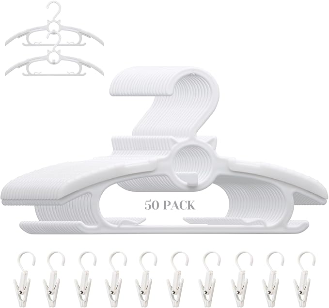 Baby Nursery Closet Hangers, Non-Slip and Extendable Laundry Infant Pant Hanger for Newborn Clothes 50pcs hangers11-14'' Adjustable Children Coat Hanger for Girl Boy Toddler Kids Child