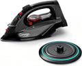 Cordless Iron for Clothes, 1500W Steam Iron Rapid Heating, Ceramic Soleplate, Auto Shut Off, Self-Clean, Anti-Calc, 3 Temperature Settings, 11.84oz Water Tank Ironing Clothes for Home, Black