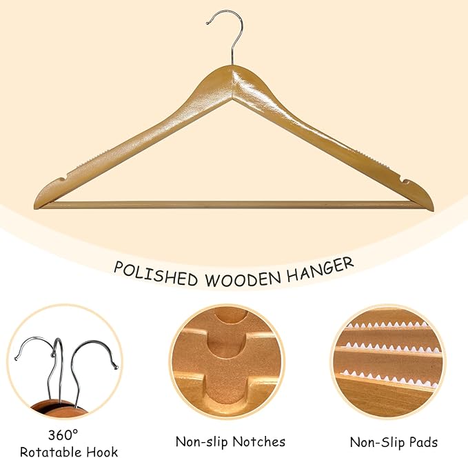 Urby Extra Wide Hangers for Plus Size Clothes, Ganchos para Colgar Ropa,19 Inch Plus Size Hangers Ideal for XL, XXL Shirts, Coats, Dresses, Etc. Wood. Walnut 20pk