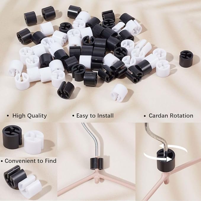 GORGECRAFT 110Pcs Clothes Hanger Markers Blank Tags Garment Hanger Size Markers Assortment Kit Fit 9.5mm Rod for Clothing Snap Number Labels Accessories Color Coding Black White with Storage Box