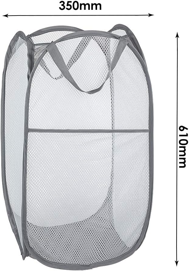 WD&CD 2PCS Laundry Baskets Foldable Pop Up Mesh Washing Laundry Basket Bag Bin Hamper Toy Tidy Storage Organiser Organizer(Gray)