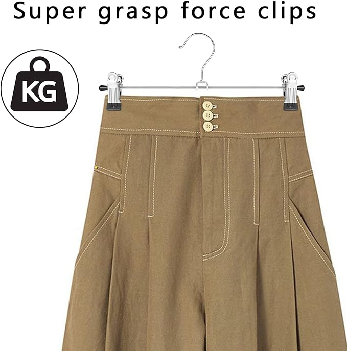 GoodtoU Pants Hangers, 50 Pack Skirt Hangers with Adjustable Clips for Men Women Kids Pants Shorts Trouser Jeans Clothes