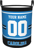 Custom Carolina Laundry Hamper Personalized Laundry Basket Customized Name And Number Collapsible Storage Basket for Bedroom Bathroom Living Room Gifts