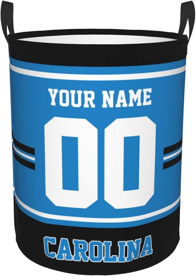 Custom Carolina Laundry Hamper Personalized Laundry Basket Customized Name And Number Collapsible Storage Basket for Bedroom Bathroom Living Room Gifts