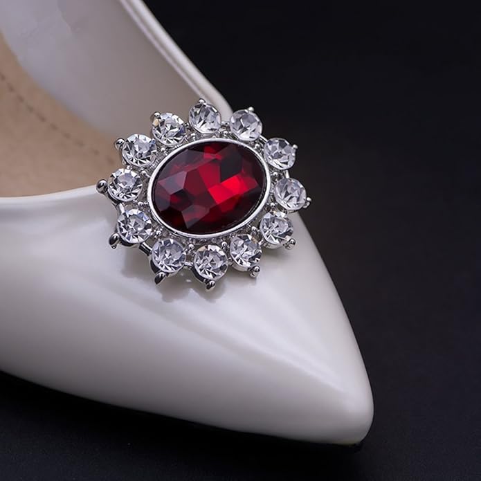 Ruihfas 2Pcs Sparkly Removable Oval Egg Shape Crystal Shoe Clips Accessories for Women Bride Wedding Prom Party Shoes Decoration