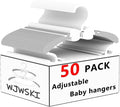 Kids Hangers for Closet, 50 Pack Baby Clothes Hanger, Adjustable Toddler Hangers for Boy Nursery, Cascading Plastic Perchas for Newborn Babies Children Infant, Space Saving Perchas Bebés, Grey