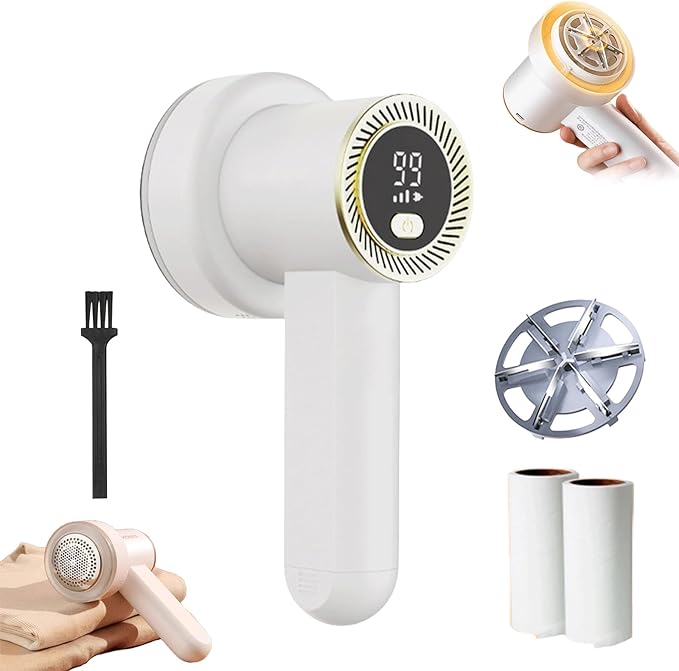 Fabric Shaver, Rechargeable Fabric Shaver,Fuzz Remover Fabric Shaver,Electric Fabric Shaver Rechargeable,Clothes Shaver Pill Remover for Clothes, Couch,Etc. (White)