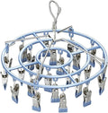 Drying Rack for Sock, Stainless Steel Sock Drying Rack with 24 Clips, Swivel Hook Windproof Hanger for Sock, Bras, Towel, Underwear, Laundry, Hat, Scarf, Pants, Gloves (Blue)