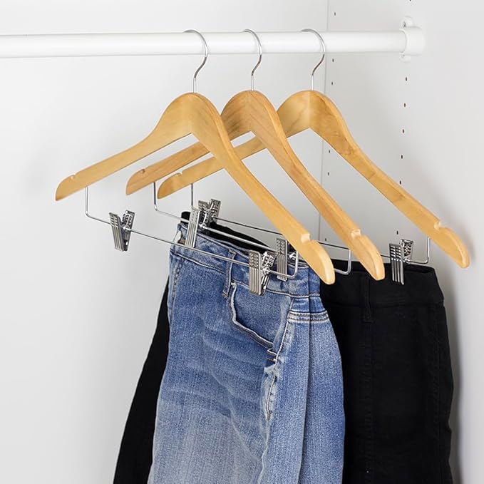 Sunbeam Wood Hangers with Metal Clips 3 Pack
