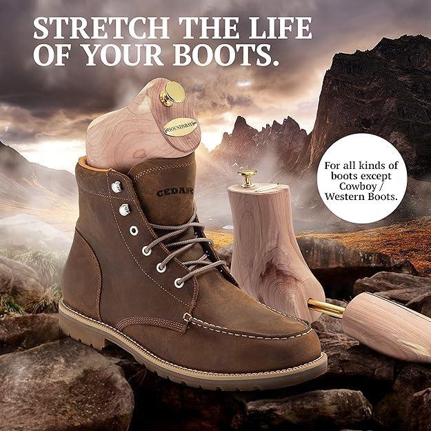 HOUNDSBAY Boot Trees, Cedar Boot Tree for Men, Shoe Tree for Boots, Boot Stretcher & Shaper