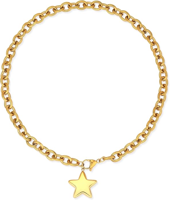 Chunky Gold Necklace for Women Gold Evil Eye Cowboy Pendant Necklace Dainty Paperclip Chain Vintage Luck Amulet Choker Necklaces Celestial Jewelry Gift