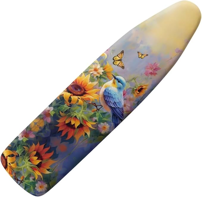 GLENLCWE Sunflower Hummingbird Ironing Board Cover Fits All Standard Sizes,Heavy Duty Iron Board Cover Replacement Thick Iron Board Protector with Elastic Edge and Hook and Loop