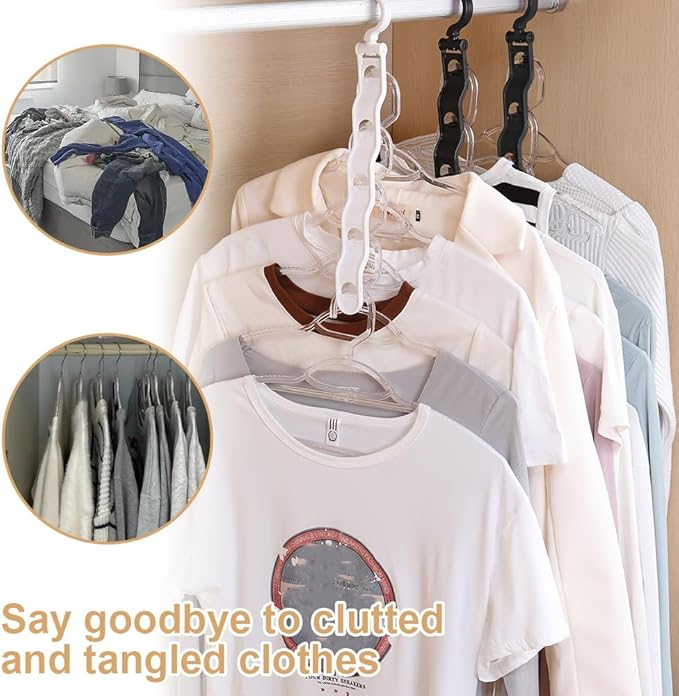 6 PCS Space Saving Hangers, Closet Organizers and Storage, College Dorm Room Essentials,Sturdy Closet Organizer Home Essentials Space Saving Hangers for Thick Clothe (White)