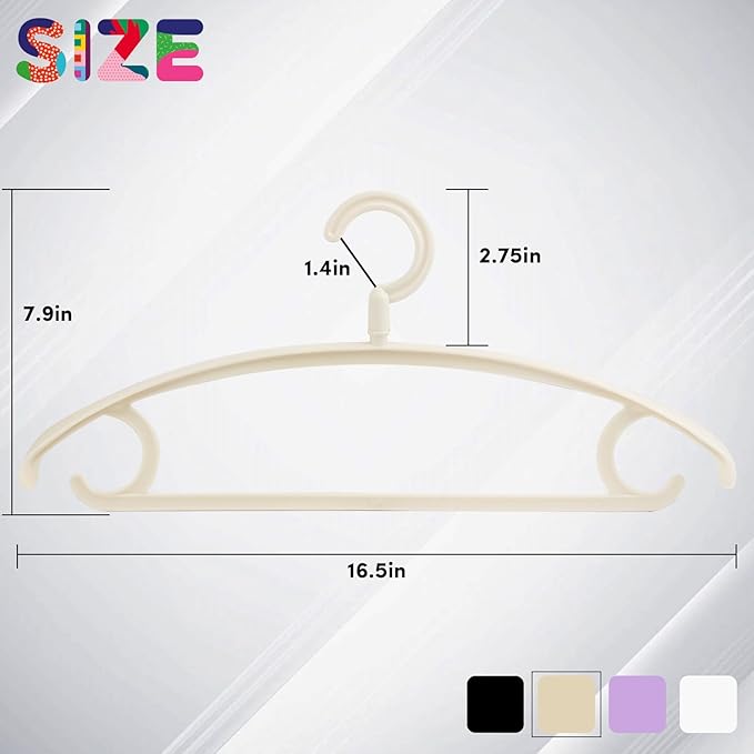 DEDU Plastic Clothes Hangers 20 Pack, Extra Thick Wide Shoulder Coat Hangers with 360° Swivel Hook Non Slip, Sweater Hangers Suit Hanger for Suits, Sweater, Dresses, Pants (Beige)