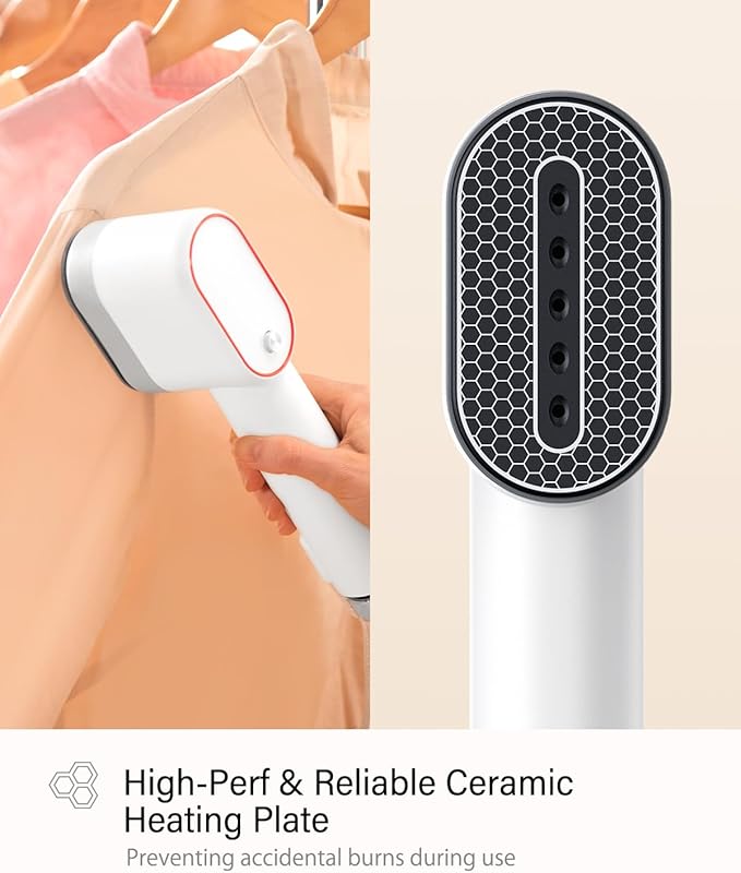 VASSON Steamer for Clothes, Handheld Clothes Steamer, 1000W Portable Fabric Steamer, 15-Second Ultra-Fast Heat Up, Ceramic Heating Steam, for Home Use and Travel