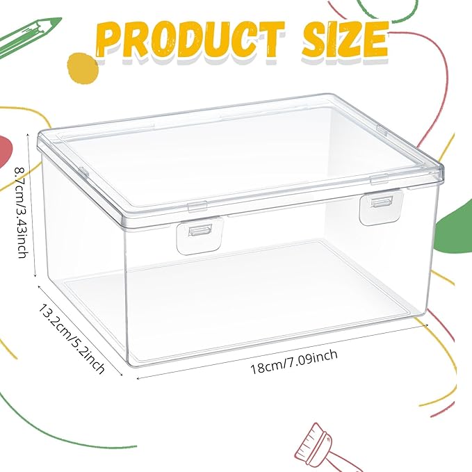 10 Pcs 7.09 x 5.2 x 3.43 Inch Clear Plastic Playroom and Gaming Storage Organizer Box Containers Stackable Storage Bins with Lids for Shelves or Cubbies, Holds Puzzles Building Blocks