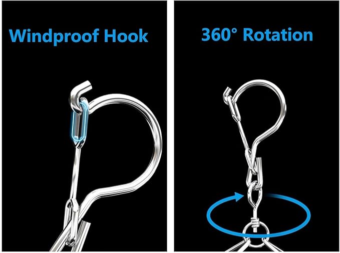 Clothes Sock Drying Rack with 36 Clips, Stainless Steel Underwear Dryer Swivel Laundry Hanger with Windproof Hook for Hanging Towels Bras Gloves Baby Clothes Indoor Outdoor