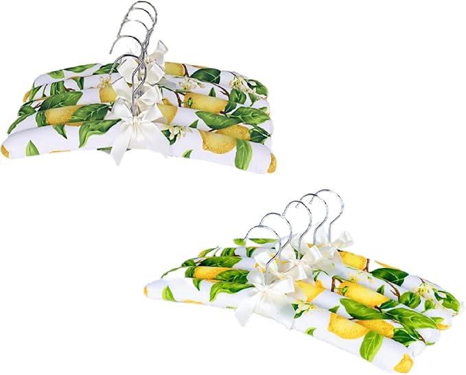 Anti-Slip Satin Padded Clothes Hangers with Rotatable Hooks No Shoulder Bump for Women Heavy Sweaters, Coats, Suits (1, Lemon)