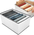 2 Pack Wardrobe Closet Organizer and Storage for Clothes - 7 Grids Foldable Drawer Dividers Organizers for Jeans | Pants | Shirts | Leggings, Stackable Clothing Bins for Closets Organization