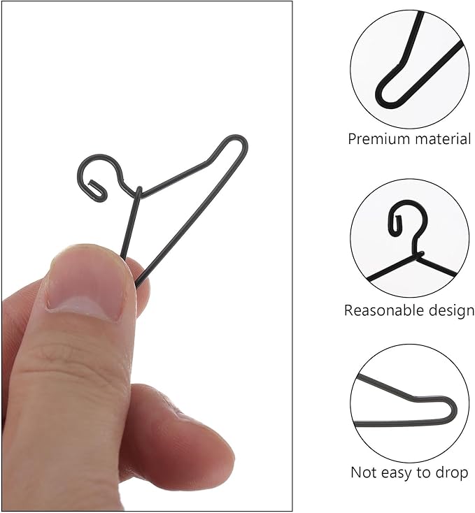 EXCEART Mini Metal Clothes Hangers for Dolls 50 Pcs Miniature Doll Clothes Hangers for Crafting Displaying and Organizing Doll Wardrobes 1.6 Inch Small Outfit Hangers