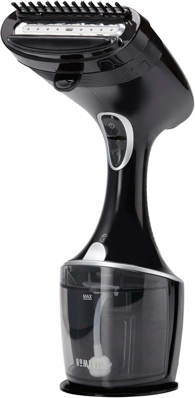 Homedics PerfectSteam Handheld Garment Steamer for Clothes, Sheets and Curtains - 1550 Watts Portable Garment Steamer, Fast Heat, Turbo Power, 15-Minute Continuous Steam, Built-In Crease Attachment