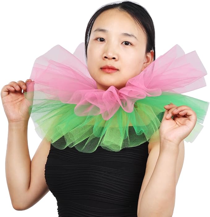 BLESSUME Victorian Retro Mesh Neck Ruff Ruffle Collar Layered Clown Neck Collar