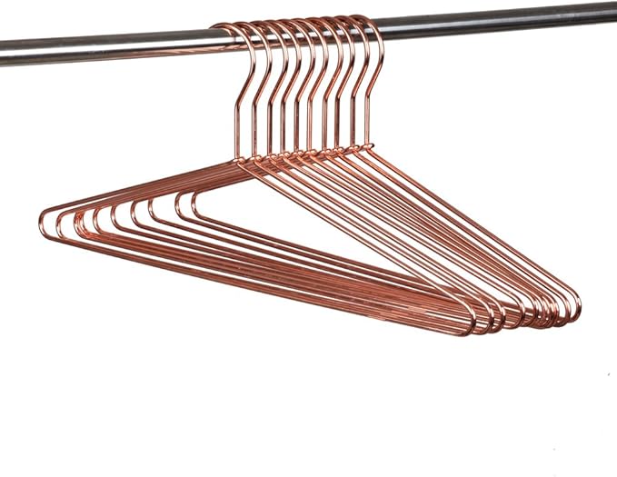 Quality 17" Rose Gold Sturdy Metal Hanger 120 Pack, Copper Clothes Hangers, Heavy Duty Coat Hangers, Standard Suit Hangers for Jacket, Shirt, Dress