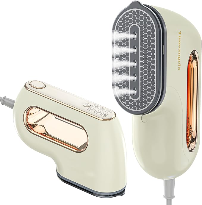 Portable Travel Steamer Iron for Clothes: Mini Handheld Garment Steam Ironing Machine for Clothing - Professional Small Size Hand Held Traveling Fabric Steamers for Wrinkle on Dress Shirt (Beige)