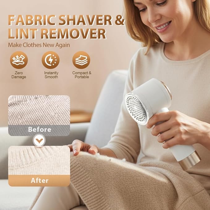 Rechargeable Fabric Shaver for Clothing with Smart LED Display, 2026 New 2 in 1 Suction and Shave Technology Clothes Shaver, Lint Shavers with 3 Speeds for Clothes, Couch (C)