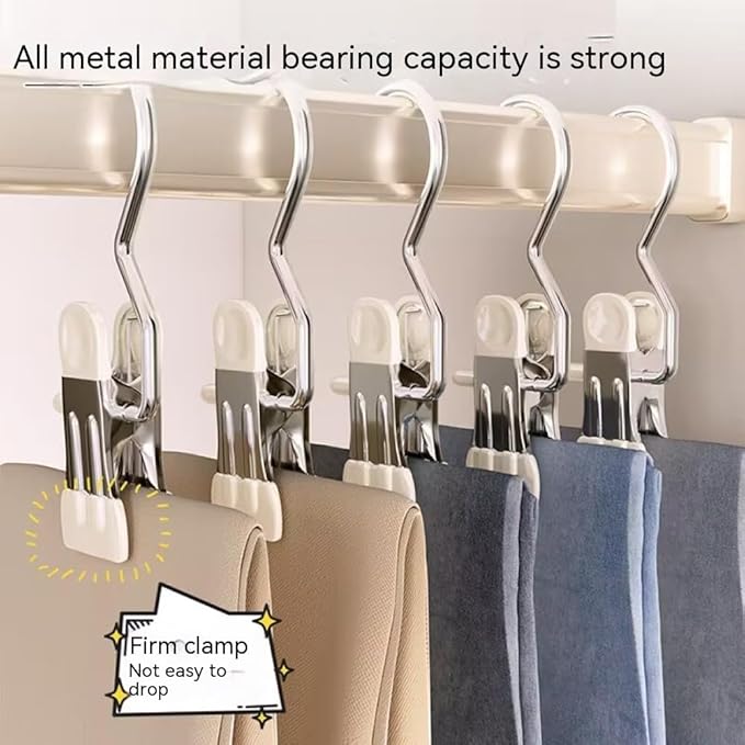 10/30/50Pcs Space-Saving Clothespin, Upgrade Double Head Clamp Dipped Hanger for Closet Hooks Garment Clip Hat Pants Storage Hanging Travel Hook (Blue, 10PCS)
