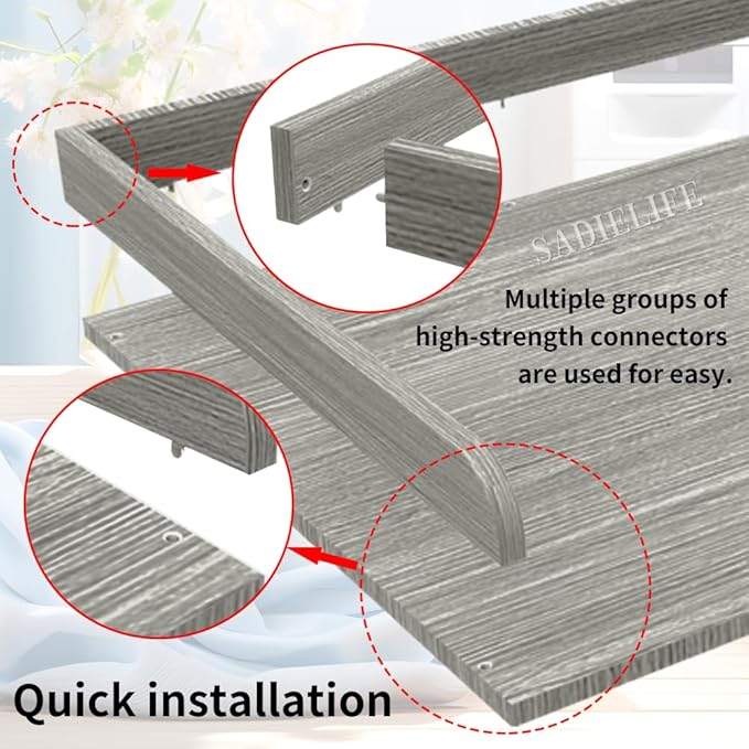 Washer Dryer Countertop Only, 27.5" x 27.5" Laundry Room Countertop for Folding, Washer and Dryer Countertop Single with Non-Slip Pads, Easy Install Washer and Dryer Topper with Edge Rails Gray