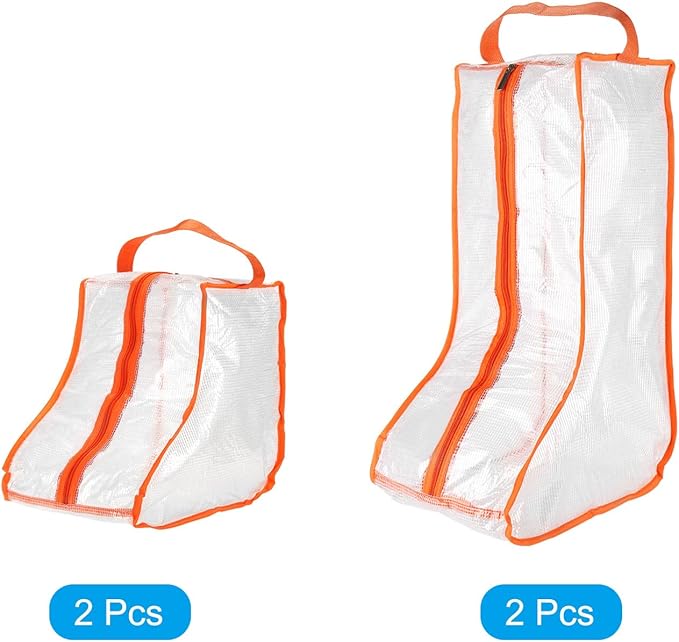 Patikil Boots Storage Bags, 4 Pack Waterproof Tall/Short Boot Carry Organizer Protector for Travel Daily Use, Orange