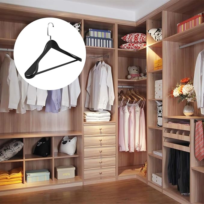 Hemoton Solid Wood Coat Rack Thick Wide Hanger Non-Slip Clothes Drying Rack for Home Bedroom Closet Storage