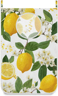 Lemon Branch Flower Hanging Laundry Hamper Door Hampers Bag Basket with Stainless Steel Hooks Oxford Fabric Printing Decorative Clothes Bags 29.5X20inch 2Pack