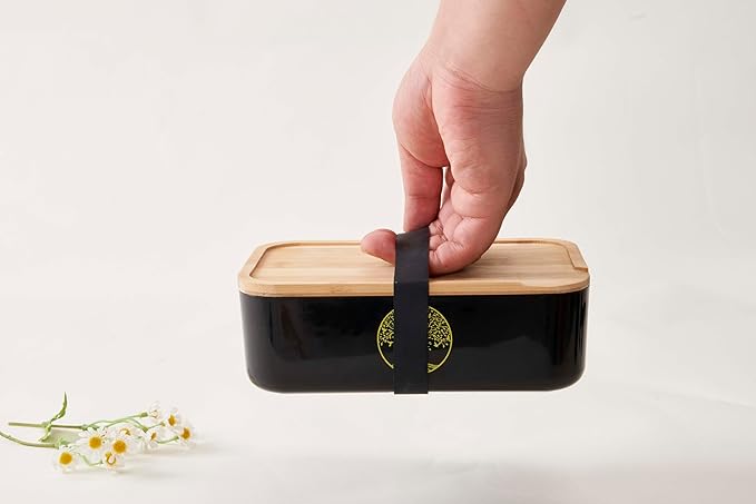 Stash Box with rolling tray - Air-Tight Storage Stash Box with Bamboo Tray - Portable Decorative Box for Herbs (8inch)