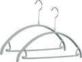 Mawa Non Slip Metal Clothing Hanger, Smooth Shoulder Support with Skirt Hooks, Model 42-U, Set of 2, Silver