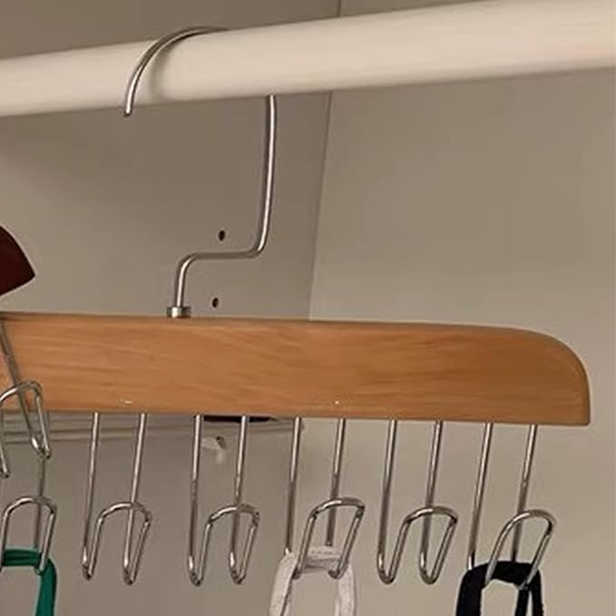 Hanger Hooks, Multi Hook Hanger Stainless Steel Closet Organization Multi Hanger with 8 Hooks Hangers Space Saver Hangers for Clothes Bra Storage (Khaki)