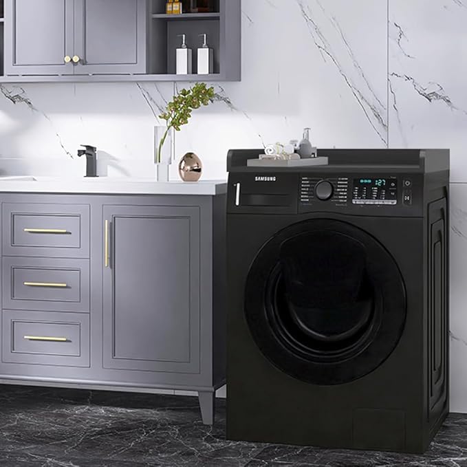 Washer Dryer Countertop Only, 27.5" x 27.5" Laundry Room Countertop for Folding, Washer and Dryer Countertop Single with Non-Slip Pads, Easy Install Washer and Dryer Topper with Edge Rails Black